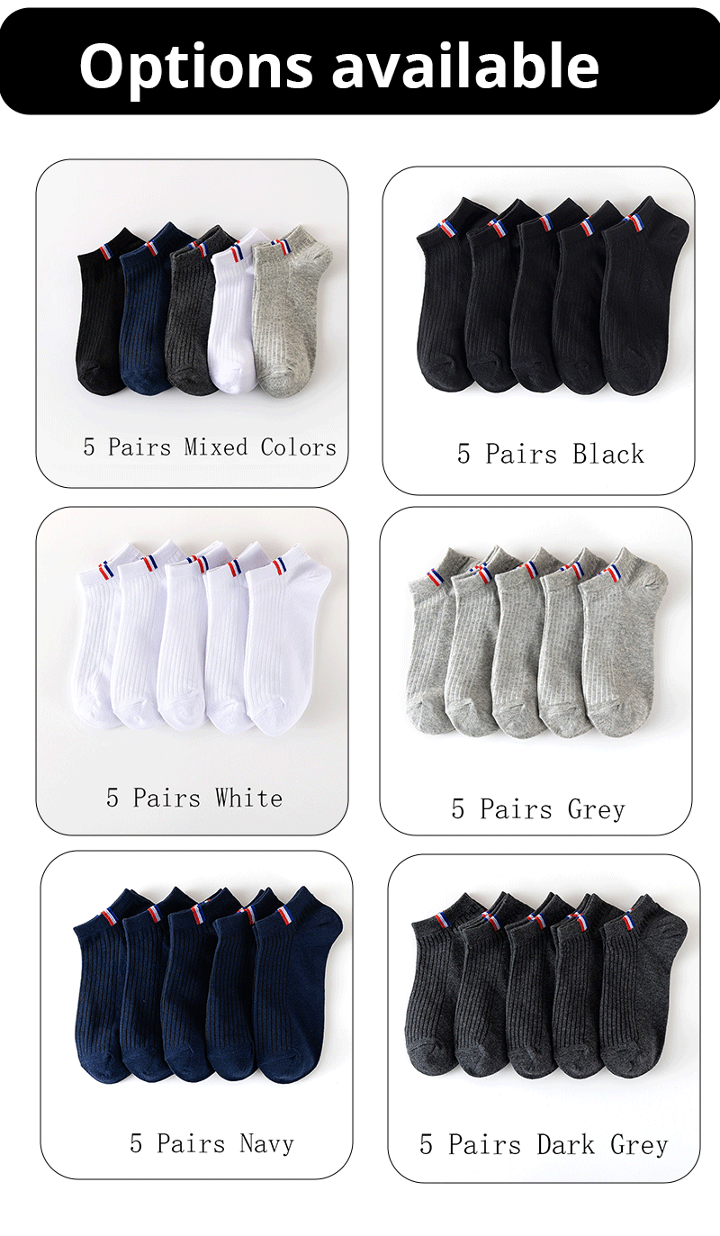 5 Pairs Of Thin Summer Blending Boat Socks Plain Color Mens Casual Socks Breathable Sweat Absorbing Calibration Socks