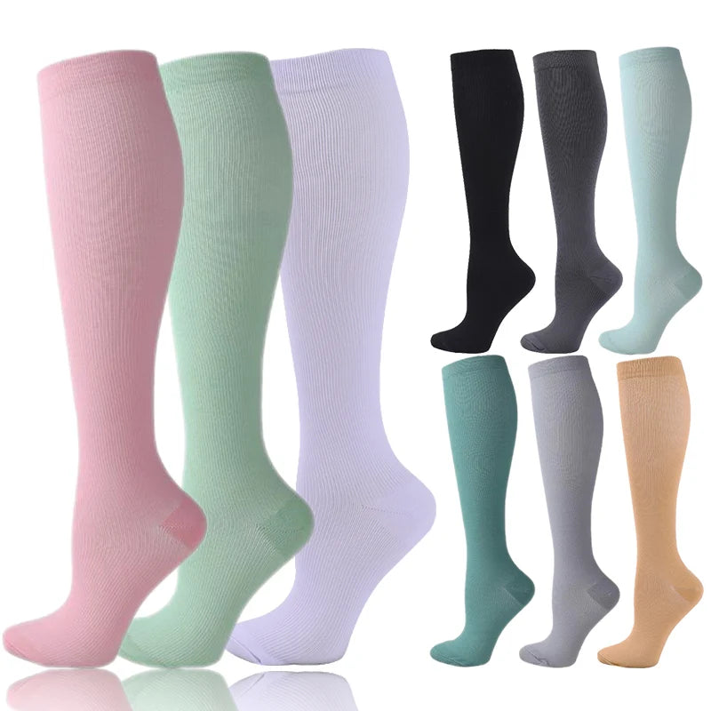 Men Compression Stockings Women Hiking Running Elastic Socks Sports Socks Flight Pregnancy Swollen Varicose Veins Marathon Socks