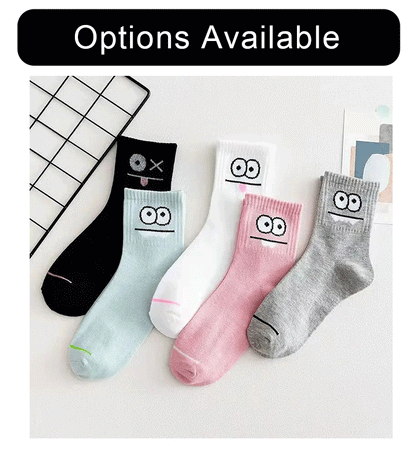 5/10/20 Pairs Women's Cute Expression Printed Ankle Socks Comfort Interesting Spring Autumn Medium Tube Sock Girls' Short Socks