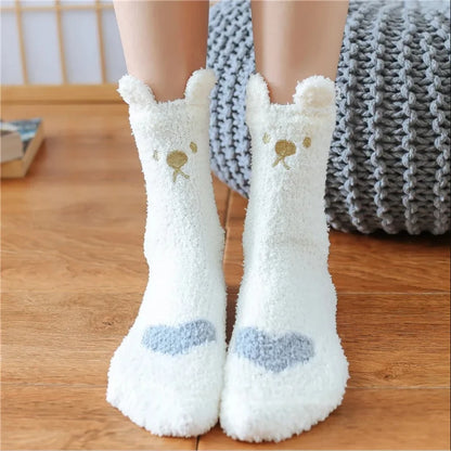 5 Pairs Happy Face Crew Socks , Cartoon Cat Breathable Cotton Mid Tube Socks, Women's Stockings & Hosiery