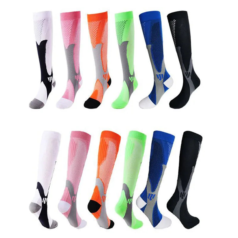 Running Men Women Compression Socks For Football Anti Fatigue Pain Relief 20-30 mmhg Black Compression Socks Fit For Sport Socks