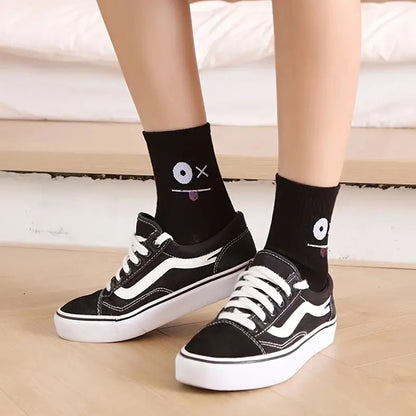 5/10/20 Pairs Women's Cute Expression Printed Ankle Socks Comfort Interesting Spring Autumn Medium Tube Sock Girls' Short Socks