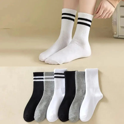 6 Pairs Women's Mid Socks Solid Color Breathable Comfortable In Autumn Winter Sweat Absorbing High-Quality Casual Socks Sports