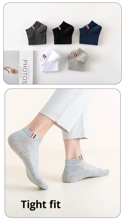 5 Pairs Of Thin Summer Blending Boat Socks Plain Color Mens Casual Socks Breathable Sweat Absorbing Calibration Socks