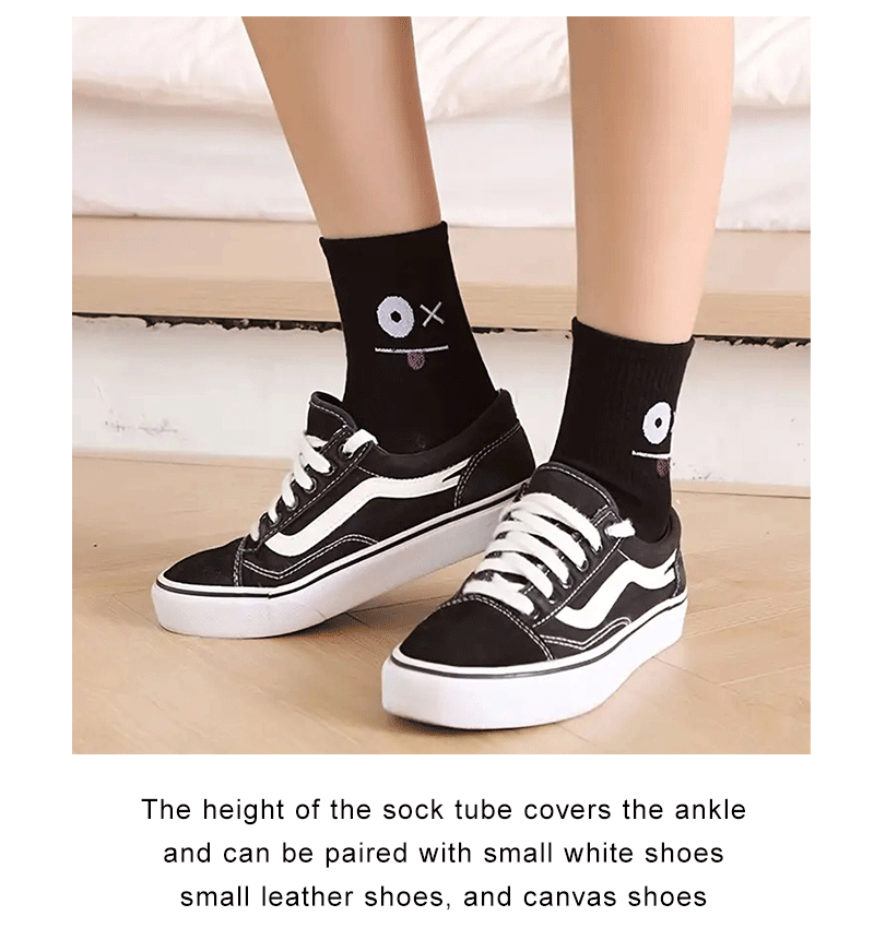 5/10/20 Pairs Women's Cute Expression Printed Ankle Socks Comfort Interesting Spring Autumn Medium Tube Sock Girls' Short Socks