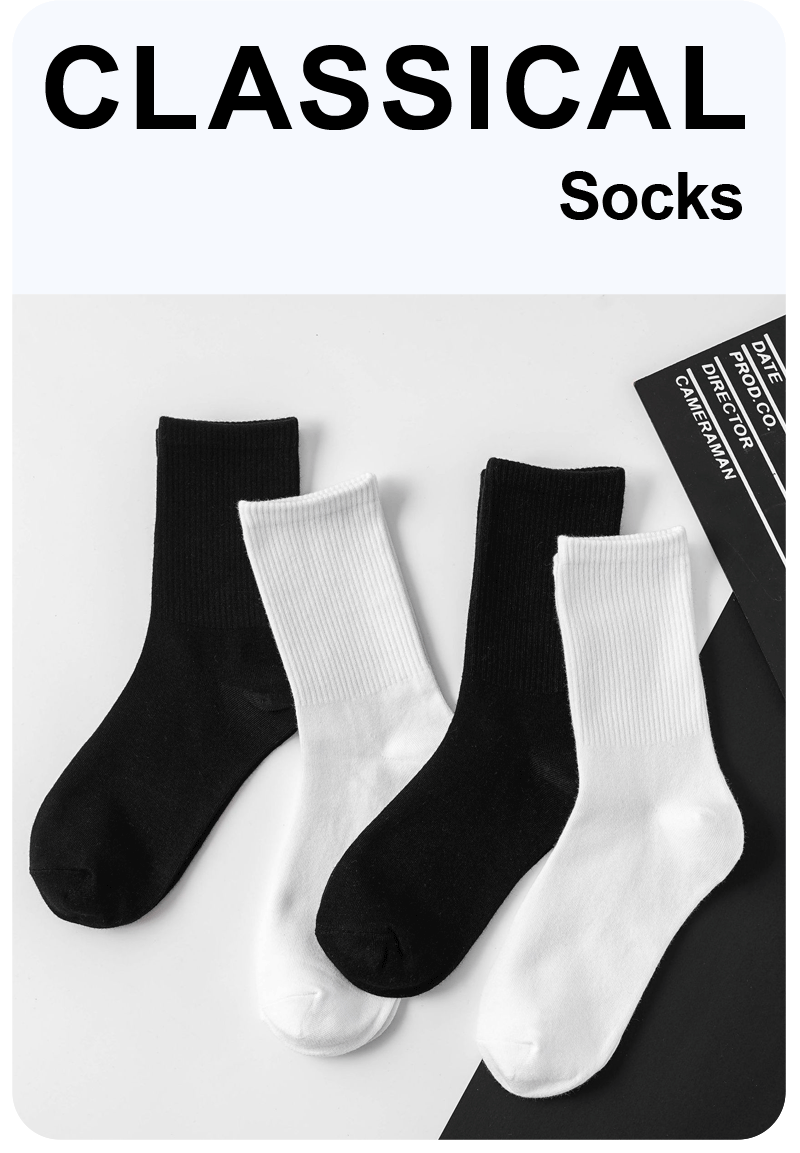 6 Pairs Middle Tube Socks For Men And Women Solid Colour In White and Black Fashion Sweat Absorption Breathable and Casual